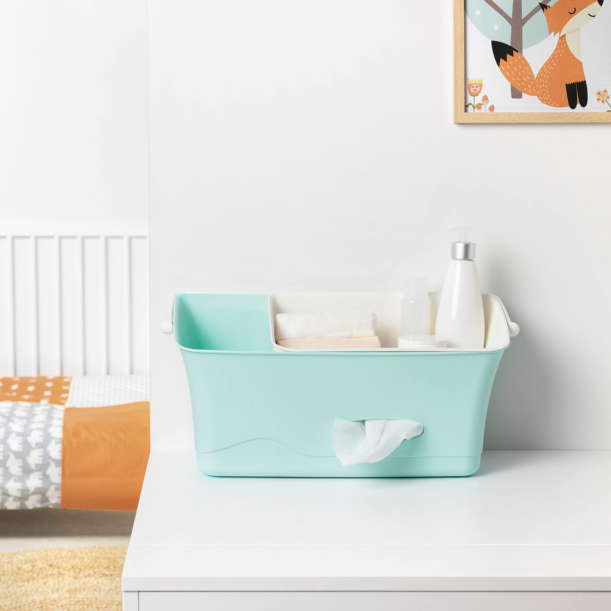 navaris-children-wickeltisch-organizer-mintgr-n-einh-ngbar image 2
