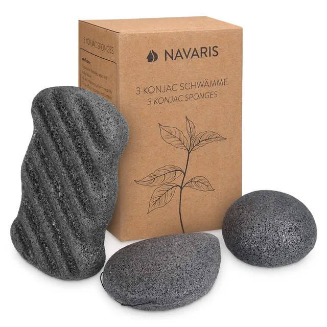 navaris-konjac-schwamm-aktivkohle-gesichtsschwamm-3er-set image 1