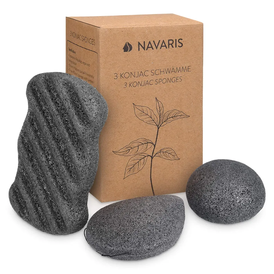 navaris-konjac-schwamm-aktivkohle-gesichtsschwamm-3er-set image 1