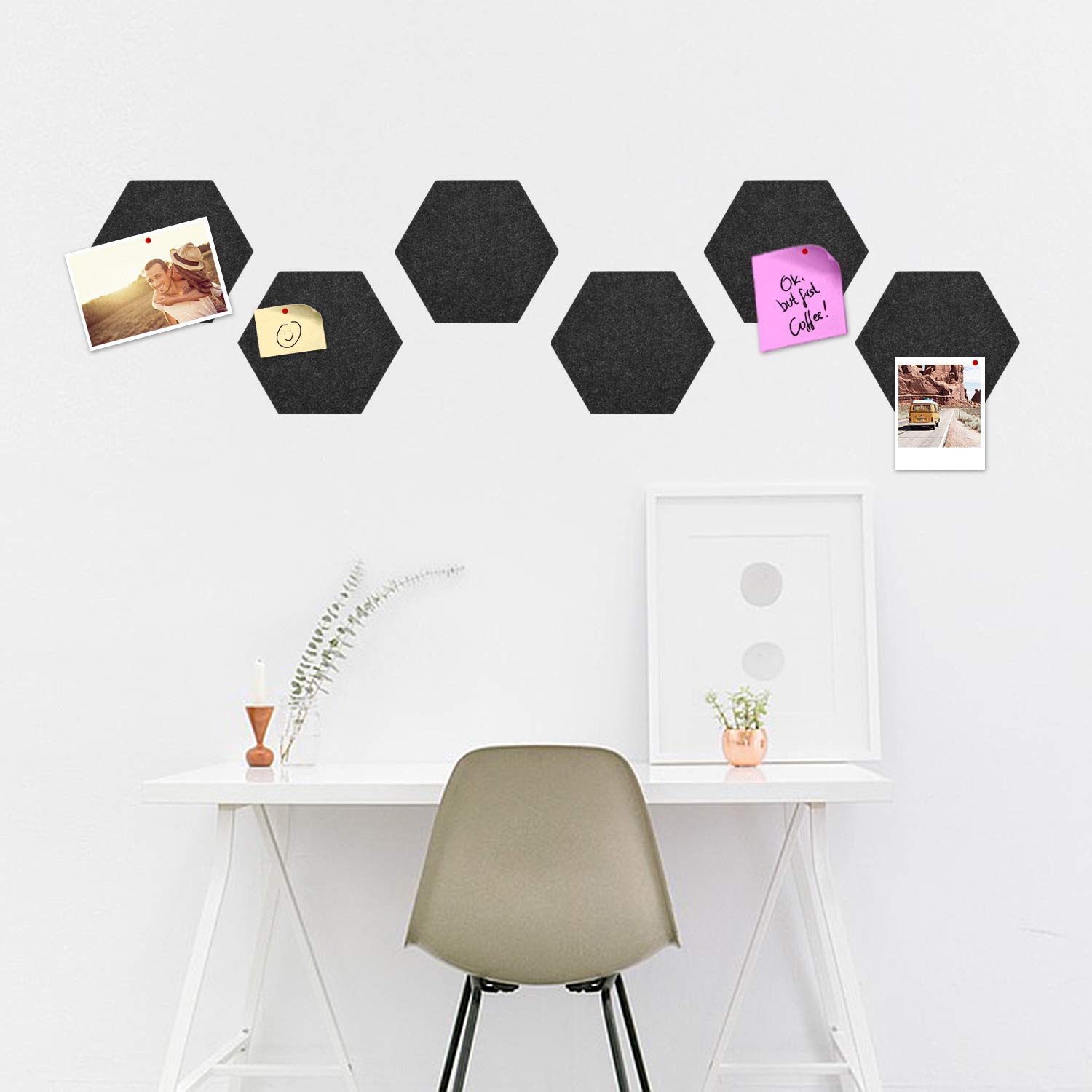 navaris-memoboards-filz-pinnwand-6er-sechseckig-dunkelgrau image 6