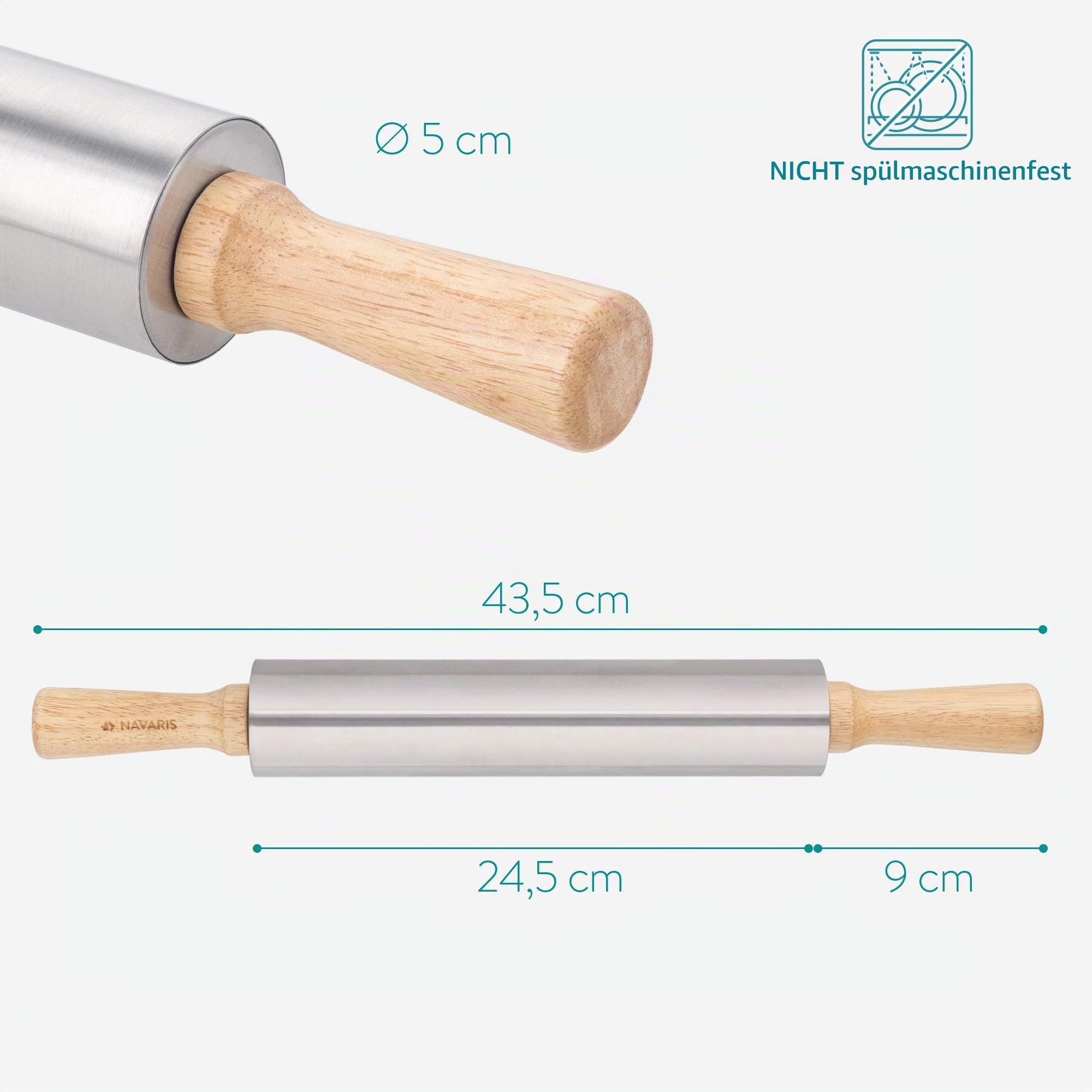 navaris-nudelholz-edelstahl-teigroller-holzgriffe-43-5-cm image 4