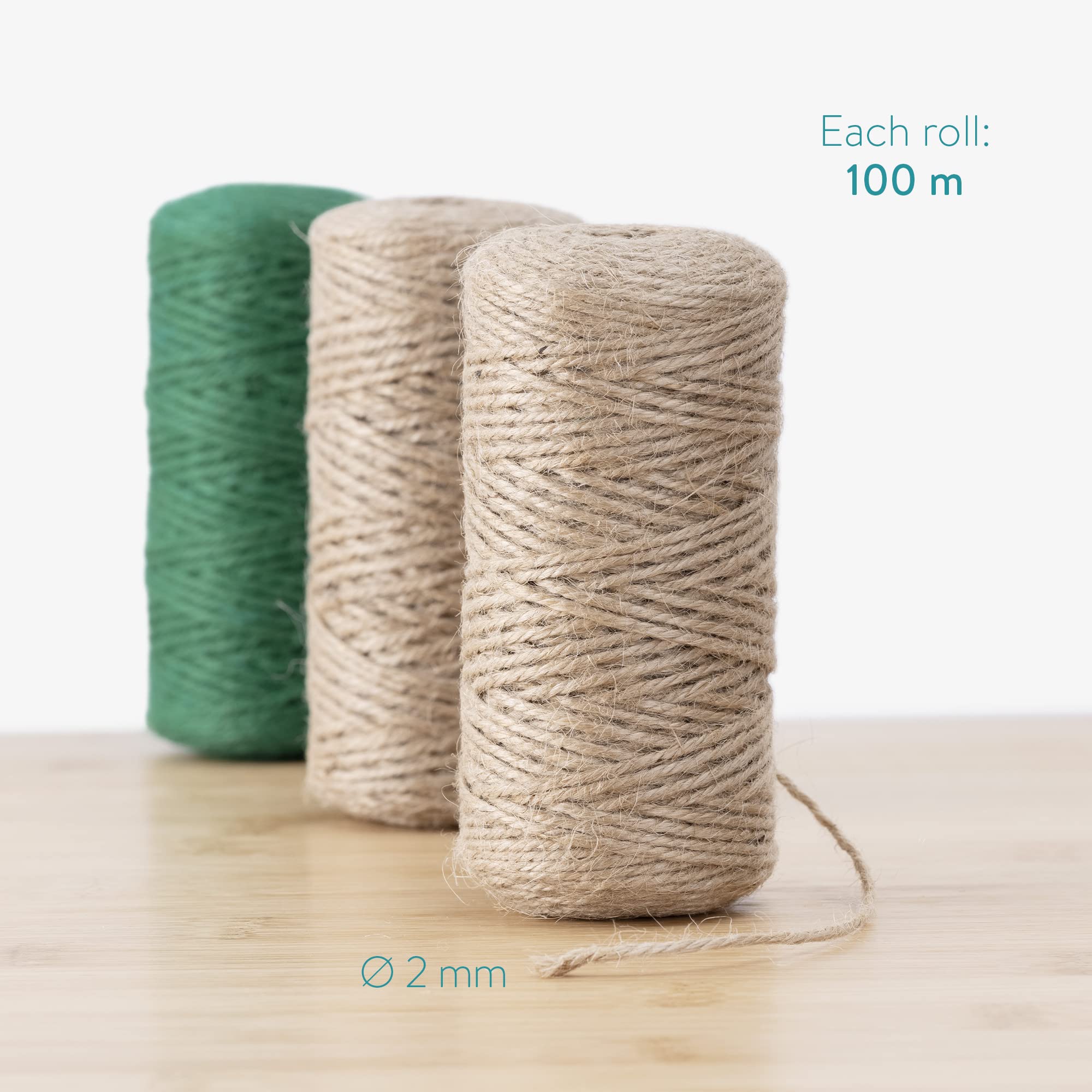 navaris-jute-garn-3er-set-bastelschnur-naturell-gr-n-100m image 4